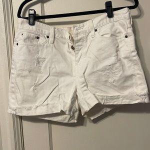 Distressed White Shorts
